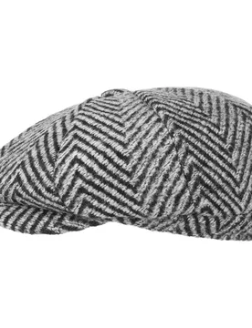 Coarse Herringbone Flat Cap by - grey - Herren - Size: M (57-58 cm) - Lipodo - FashionsVida