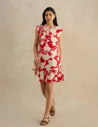 Floral Mini Tiered Dress Red Mix female