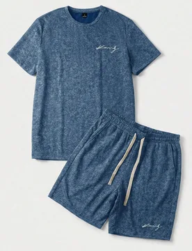 Conjunto de camiseta y pantalones cortos de 60% algodón lavado para hombre XS - Shein - FashionsVida