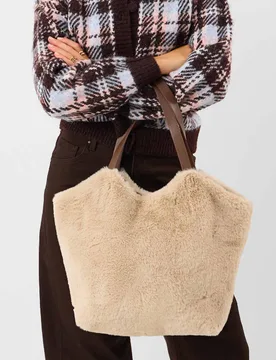 Faux Fur Shoulder Bag Natural female - Accessorize - FashionsVida
