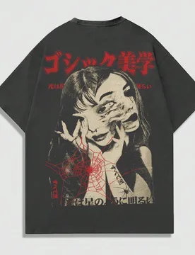 Camiseta gráfica con letras y figuras japonesas para hombres, estilo escolar, años 2000 S - Shein - FashionsVida