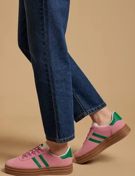 Women's Issie Faux Suede Lace Up Platform Trainers in Pink Size: 3 - Pink - Size: 3 - OASIS - FashionsVida