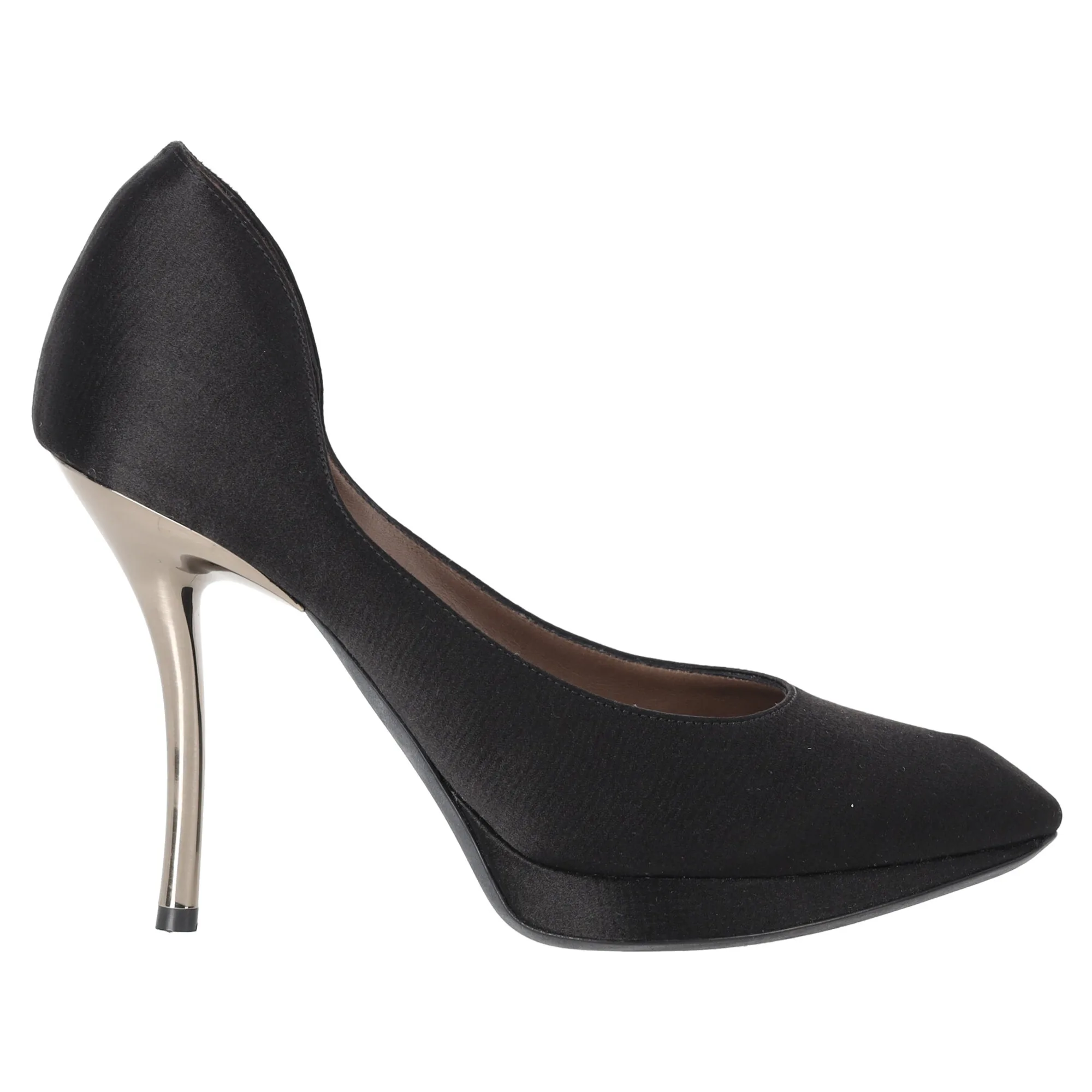 Pre-Owned Womens Pointed-Toe Platform Pumps In Black Satin - Size Uk 4 - Lanvin - FashionsVida