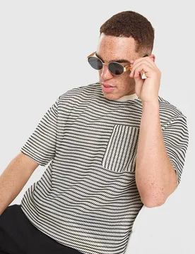 Knit Pocket T-Shirt - Herren, Schwarz - male - Size: S - BELIER - FashionsVida