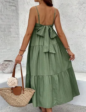 Vestido sin mangas de unicolor para maternidad, de moda para el verano L - Shein - FashionsVida