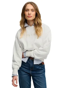 Sweat-shirt Script Brand Loose Crew Off White XL - Superdry - FashionsVida