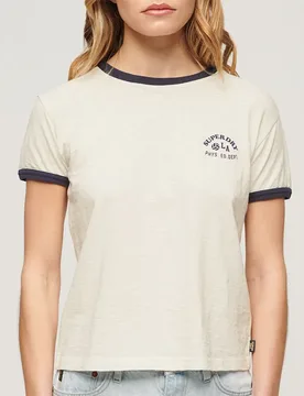 T-shirt à Manches Courtes Beach Graphic Fitted Ringer Off White S - Superdry - FashionsVida