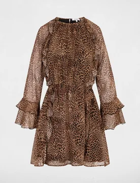 Vestido corto y acampanado con estampado animalier - Morgan - FashionsVida