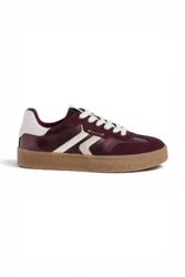Women's Tamaris Leather Trainers Sneaker Shoes - 23723-44 in Wine Size: 4 - Wine - Size: 4