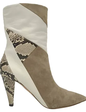 Women's Preloved Calder Snake-Effect Ankle Boots in Multicolor Suede Size: 4 - Multicolor - Size: 4 - Aquazzura - FashionsVida