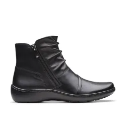Women's Cora Pace Black Leather Ankle Boots Size: 7.5-Wide Fit - Black - Size: 7.5-Wide Fit