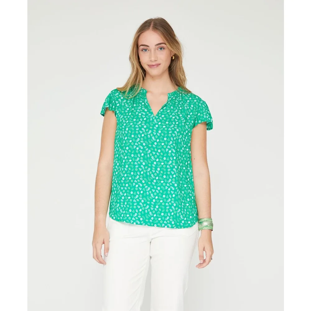 Blusa de mujer basica estampada manga corta - October - FashionsVida