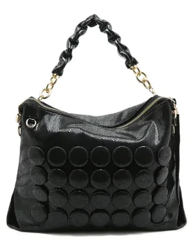 Women's 3D Dot Slouchy Shoulder Bag with Rhinestone Accents in Black - Black - Size: One Size - PEACH ACCESSORIES - FashionsVida