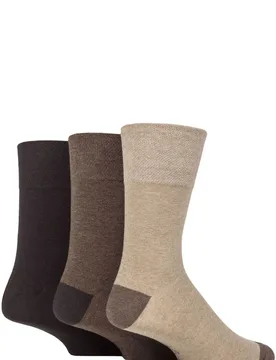 Mens 3 Pair Cotton Argyle Patterned and Striped Socks Contrast Heel and Toe Brown / Natural 6-11 - Brown - Size: 6-11 Mens - Gentle Grip - FashionsVida