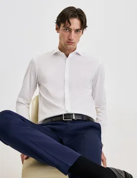 Camisa de hombre elástica lisa - Easy Wear - FashionsVida