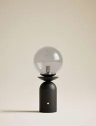 Rechargeable Bubble Glass Globe Table Lamp Black