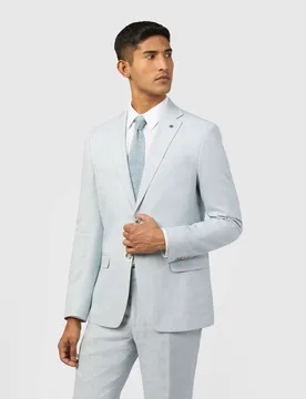 Slim Fit Linen Rich Single Breasted Suit Jacket Light Blue male - Ted baker - FashionsVida