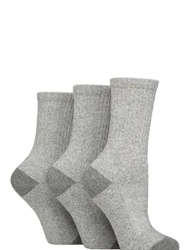 Women's 3 Pair SOCKSHOP 100% Recycled Plain Cotton Boot Socks Light Grey 4-8 - Grey - Size: 4-8 UK - TORE - FashionsVida