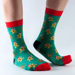 Doris & Dude Christmas Green Gingerbread Bamboo Socks - UK3-7