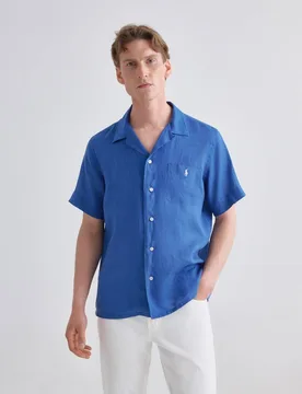 Camisa de manga corta classic fit con bolsillo de lino de hombre - Polo Ralph Lauren - FashionsVida