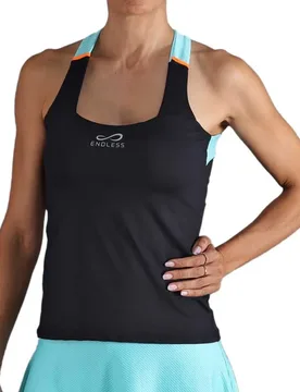T-shirt Sans Manches Cross Black Aqua S - Endless - FashionsVida