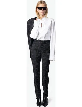 Zadig & Voltaire - Pantalón recto de mujer Panny con strass y bolsillos - Zadig & Voltaire - FashionsVida