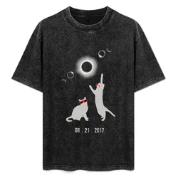 Cat total solar eclipse funny T-Shirt Casual Fashion Print Tee Top
