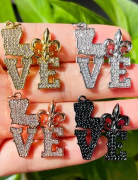 Pcs Micro Pave Fleur De Lis LOVE Louisiana Inspired Word Charm Pendant for Women Bracelet Girl Necklace Making Jewelry Finding - Aliexpress - FashionsVida
