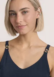 Top mit V-Neck und Dekodetail female Blau