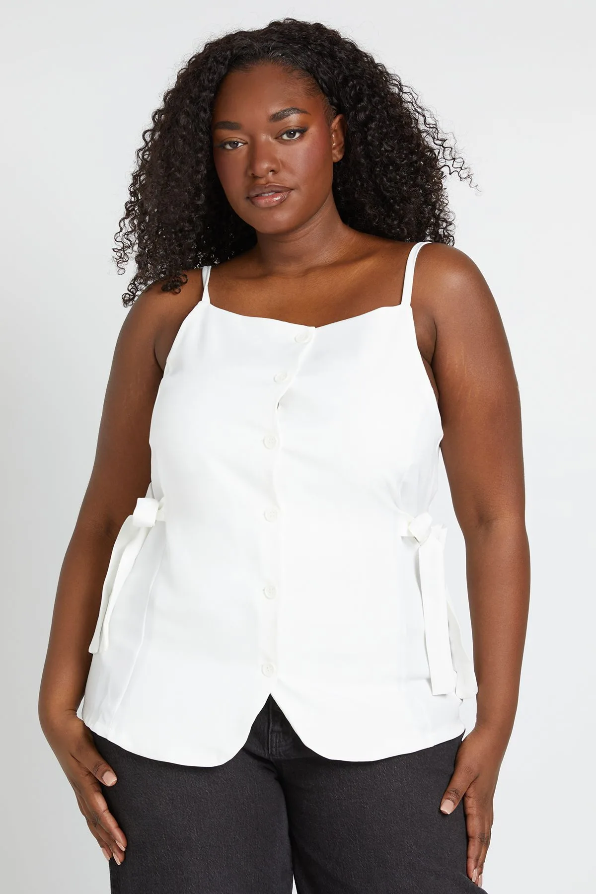 Womens Plus Tie Side Square Neck Waistcoat - White - Size 20 Uk - Boohoo - FashionsVida
