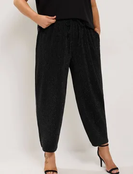Women's Sparkle Barrel Leg Trousers in Black Size: 22-24R - Black - Size: 22-24R - Yours - FashionsVida