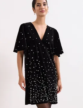 Women's Pennie Velvet Dress in Black Size: 24 - Black - Size: 24 - Phase Eight - FashionsVida