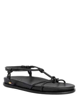 Womens Ladies Launa - Leather Knotted Strap Flat Sandals - Black - Size Uk 6 - Dune london - FashionsVida