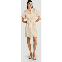 Vestido corto camisero de algodón y lino