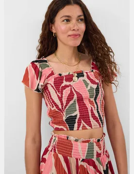 Abstract Print Smocked Detail Crop Top Multi female - Accessorize - FashionsVida