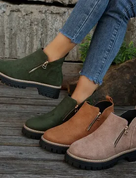 Women's Ankle Boots 2025 New Chelsea Short Boots Fashion Suede Casual Boot Side Zipper Ankle Boots Big Size43 Botas De Mujer2025 - Aliexpress - FashionsVida