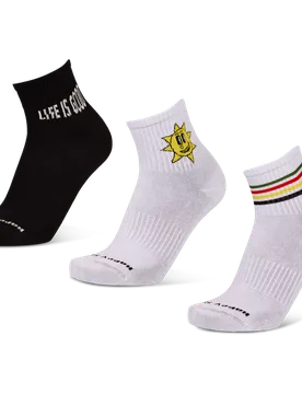 Ankle 3 Pack Unisex Socken - Weiß - Größe 41-46 - Baumwolle White 41-46 - Happy socks - FashionsVida