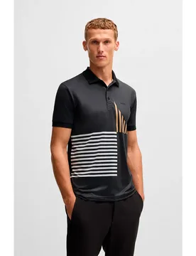 Polo à Manches Courtes Paddy Striped C1 10270355 Green Black L - BOSS - FashionsVida