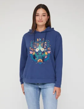 Sudadera lavada con capucha y bordado - October - FashionsVida