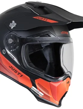 Casco Moto Adventure in Fibra J14-F ELITE Nero Rosso F taglia L - JUST1 - FashionsVida