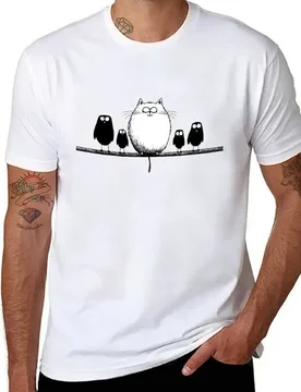Cat on a wire with the birds T-Shirt t shirt man luxury t shirt for man 100 percent cotton T-Shirt - Aliexpress - FashionsVida