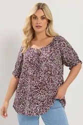 Women's Abstract Print Top in Dark Brown Size: 20 - Dark Brown - Size: 20