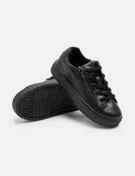 Kids' Leather Zip Fastening School Shoes (8 Small-2 Large) Black male
