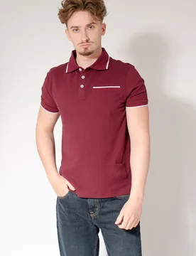 Mens Pocket Polo Shirt - Dark Red Cotton - Size 2xl - Secret Label - FashionsVida