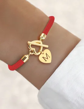 Pieza Nuevo brazalete ajustable de cordón con letra de corazón hueco de acero inoxidable dorado clásico, para mujer W - Shein - FashionsVida