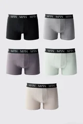 Mens Basic Tonal 5 Pack Original Man Boxers - Multicolour Cotton - Size 4xl