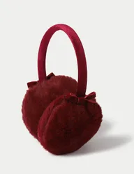Back To School Black Fur Earmuff Burgundy Female