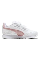 Sneakers bianche con striscia glitter rosa ST Runner v4 SL Glitter V PS 28