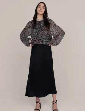Helena Bow Detail Lucky Floral Print Blouse In Black - 6 - Lily and Lionel London Limited - FashionsVida