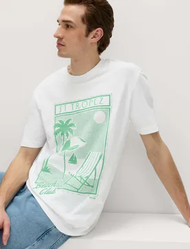 Pure Cotton St Tropez Graphic T-Shirt White male - M&S - FashionsVida